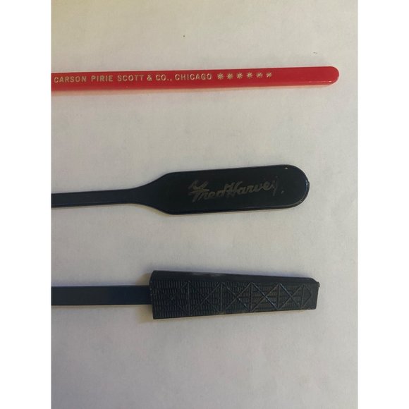 Carson Pirie Scott & Co Chicago, Fred Harvey Lot Of 3 Vintage‎ Swizzle Sticks - Picture 3 of 4